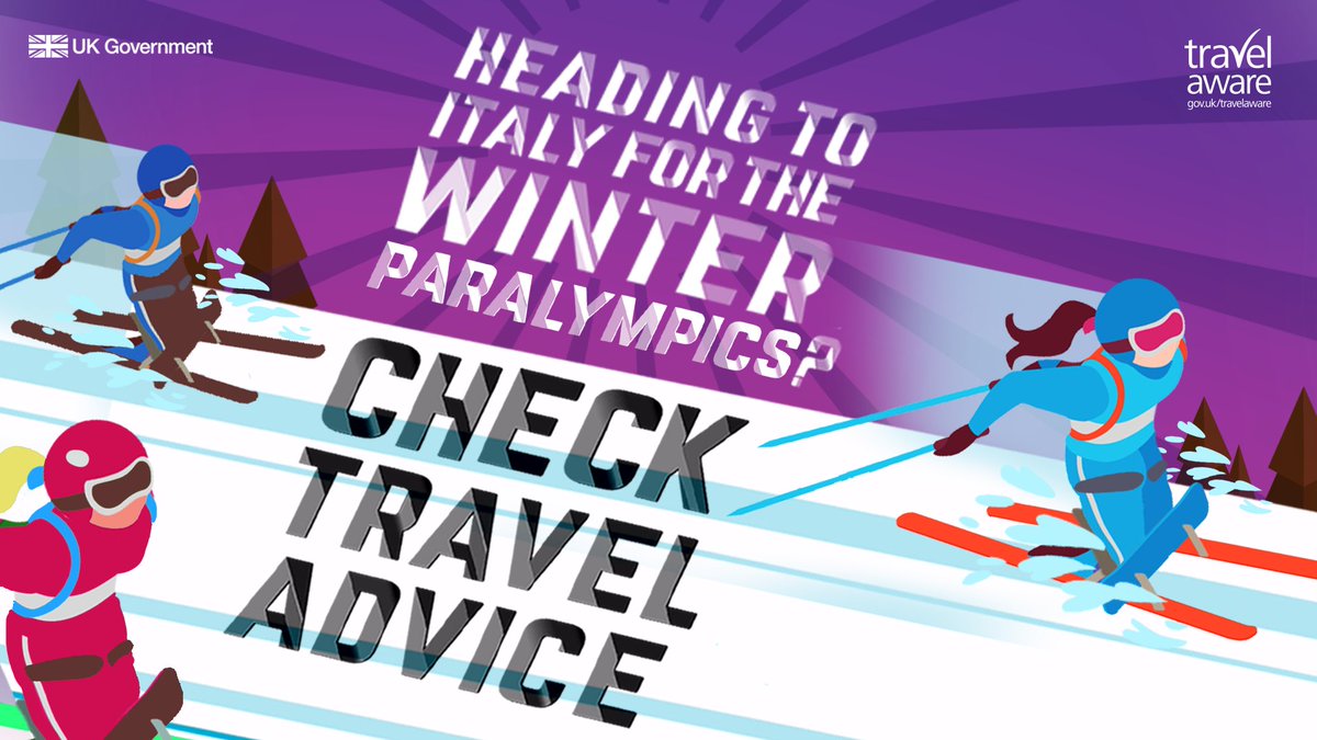FCDOtravelGovUK's tweet photo. 🎿Heading to the Milano Cortina 2026 Paralympic Winter Games?  

Make sure you read our tailored advice for travellers attending the Games so you know what to expect 👉 https://t.co/dhgWD9fIwF https://t.co/CDaBhCBIxw