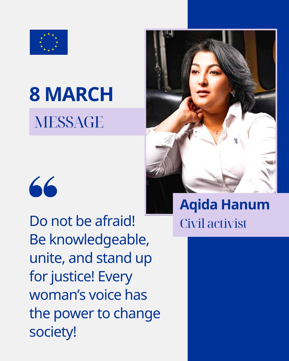 Rights. Justice. Action. For ALL Women &amp; Girls.

Across Uzbekistan, women are leading change - protecting the environment, defending rights, shaping laws. Ahead of #IWD2026, hear Civil Activist Aqida Hanum’s message:👇