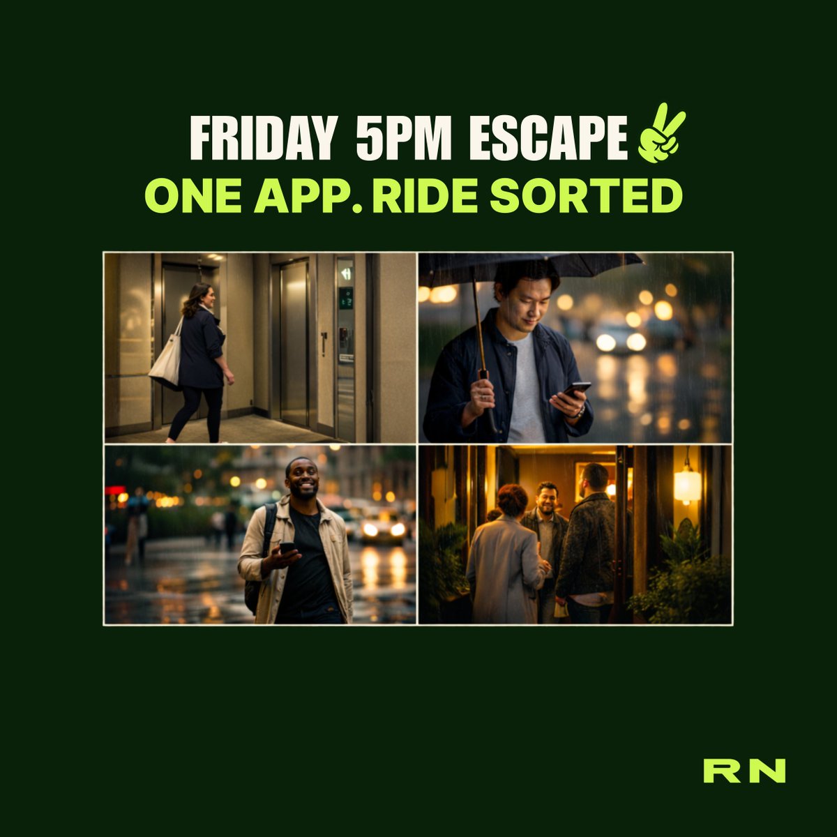 ridenear's tweet image. The 5pm Friday office escape. We have all done the speed walk to the lift. 

Open RideNear, compare the prices, and book the cheapest. Get to the pub before your mate who 'left 10 minutes ago'. 🍻 👇 

#RideNear #FridayFeeling #WorkCommute #OneAppAllRides