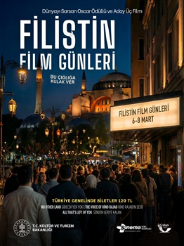 batmanticaret's tweet photo. Kültür ve Turizm Bakanlığı Sinema Genel Müdürlüğü ile Sinema Salonları Yatırımcıları Derneği iş birliğinde, 6-8 Mart 2026 tarihleri arasında ülke genelinde eş zamanlı olarak “Filistin Film Günleri” etkinliği gerçekleştirilecektir.
Tüm halkımız davetlidir.

https://t.co/h49Yl1nB0x https://t.co/HlXFX5fN4P