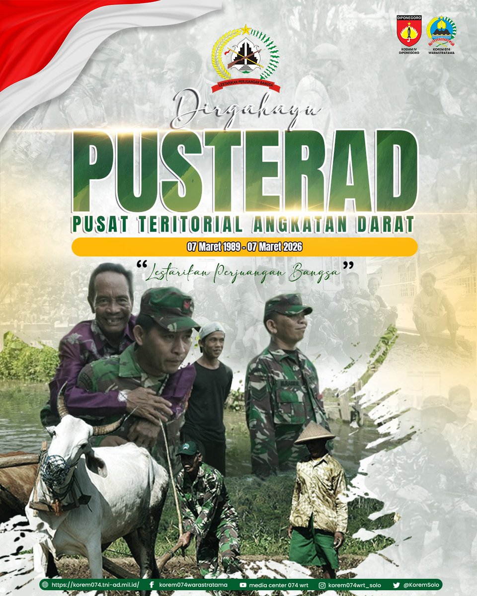 Korem074's tweet image. Dirgahayu PUSTERAD
Pusat Teritorial Angkatan Darat

07 Maret 1989 - 07 Maret 2026
"Lestarikan Perjuangan Bangsa"
.
.
#Pusterad
#Tniad