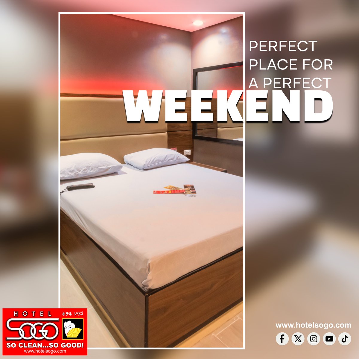 HotelSogo's tweet photo. Looking for a place to relax this weekend?
Perfect ang clean, cozy, at private rooms ng Hotel Sogo
Tara na, book your stay!
#HotelSogo
#SoCleanSoGood
#HereAtHotelSogo
#DahilMahalKitaGustoKoSaSogoKa https://t.co/cBCdThQ768