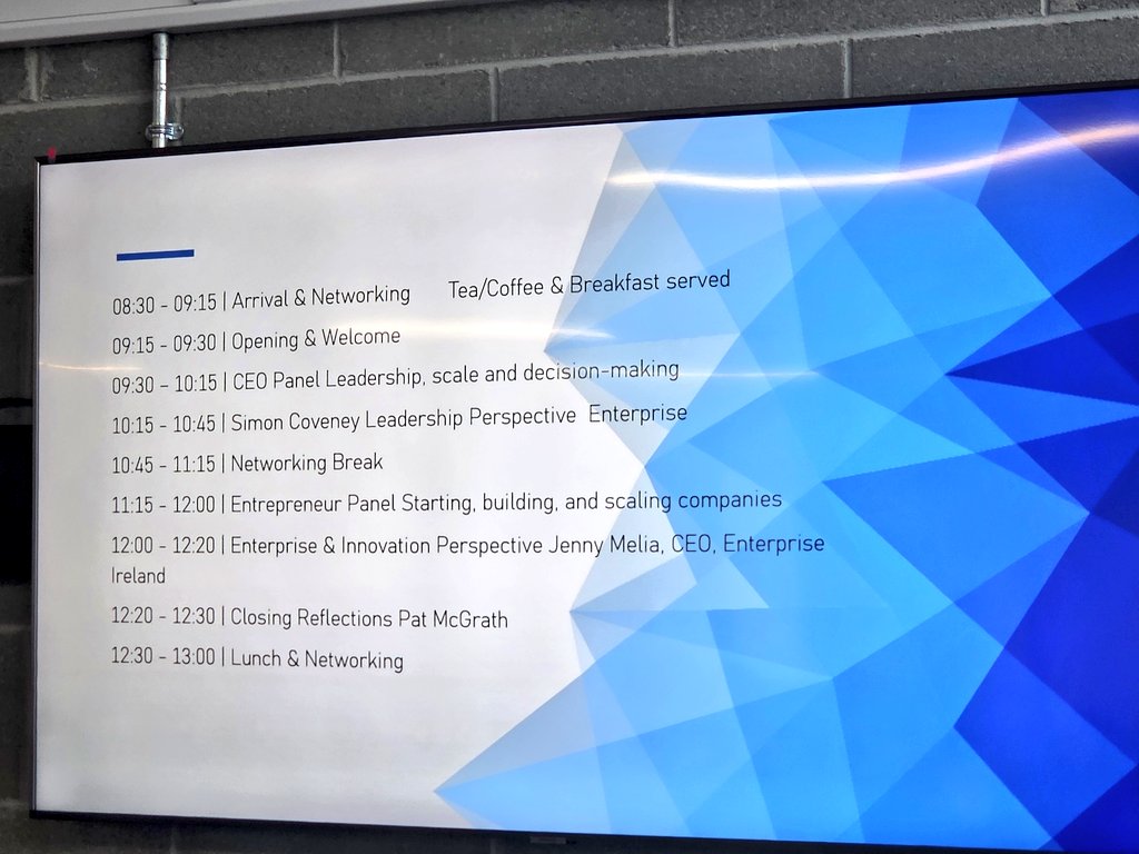 okmick's tweet photo. Great panel discussion in Clonmel for the Questum Centre Leadership, Enterprise &amp; Innovation Summit. A stellar opening cast with Gary McGann, John Moloney &amp; Feargal Leamy interviewed by Conor Brophy of Teneo. #Business #Entrepreneur https://t.co/k48jJICs5L