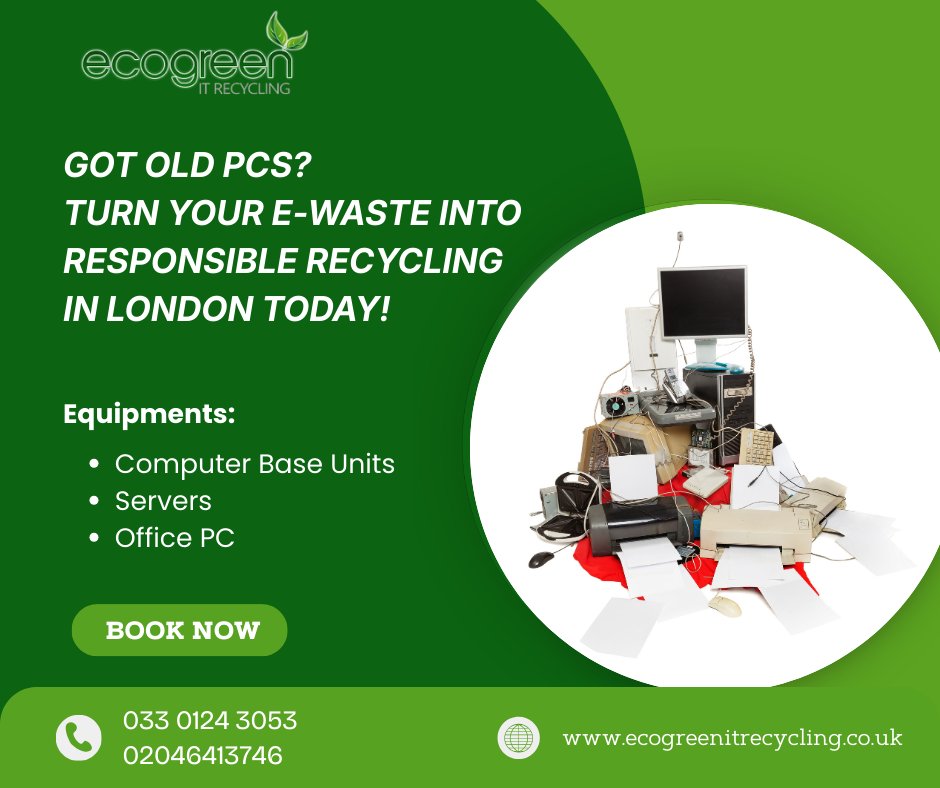 ecogreenituk's tweet photo. Dispose of old computers safely with our professional PC recycling service in London. Secure data destruction, eco-friendly disposal, and hassle-free collection.

Visit : https://t.co/NQfL9SzgWn

#Ecogreen  #londonrecycles #EwasteRecycling #electronicwaste #monitorrecycling https://t.co/y5YTBi1Cld