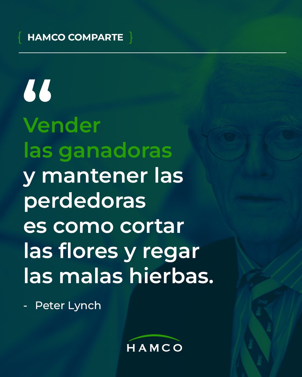 La metáfora es sencilla: deshacerse demasiado pronto de las buenas inversiones y seguir sosteniendo las que no funcionan suele ser una reacción emocional, no una decisión de proceso.

🧐Invertir a largo plazo también es una cuestión de disciplina.

#PeterLynch #HAMCOComparte