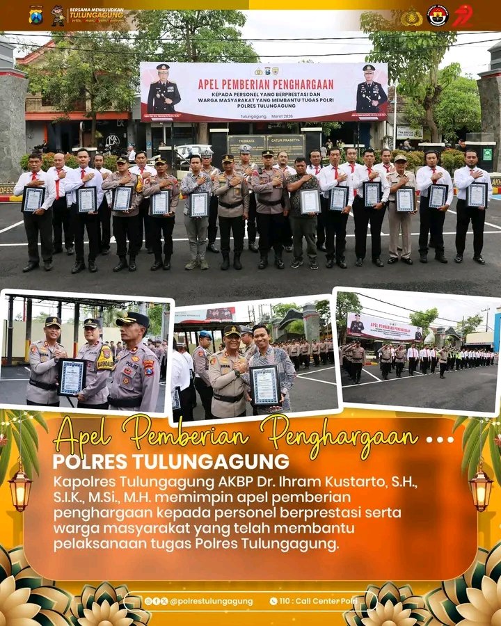 SabarSaja15's tweet photo. Polres Tulungagung Berikan Penghargaan Kepada Personel Berprestasi dan Mitra Polri Bantu Ungkap Kasus https://t.co/ZO6pMalVU9