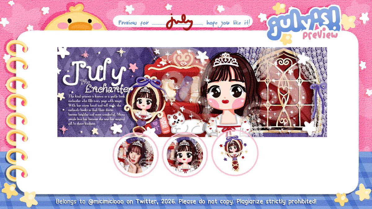 micimiciooo's tweet photo. ╭   ݁ ⭒  🍉⏜  ꒰   Ready stocks  ꒱  ─   🍒 ⊹  ֹ   ₊ㅤ 

Help rt, thank you! July membawa 4 layout “Enchanter” dengan muse Carmen, Jiwoo, Yeon, A-na, yg bisa langsung di take melalui DM. Free retext! Cek ALT ya! 

#zonauangᅠᅠᅠ https://t.co/kxEyd1gm4U
