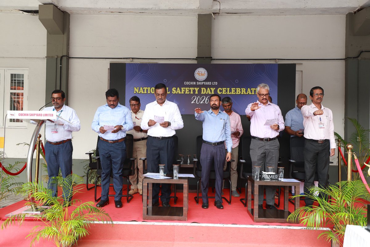 cslcochin's tweet photo. CSL commemorated the 55th National Safety Day, today, #reaffirming the Company's commitment to workplace safety and the well-being of every member of the CSL family.
The theme “Engage, Educate & Empower, to Enhance Safety,” highlighted the collective responsibility of building a proactive safety culture through awareness, training and responsible actions.
Shri Jose VJ, CMD, presided over the function & was graced by Directors in the presence of Senior officials, employees and other stakeholders of CSL.
#NationalSafetyDay #SafetyFirst #SafetyCulture