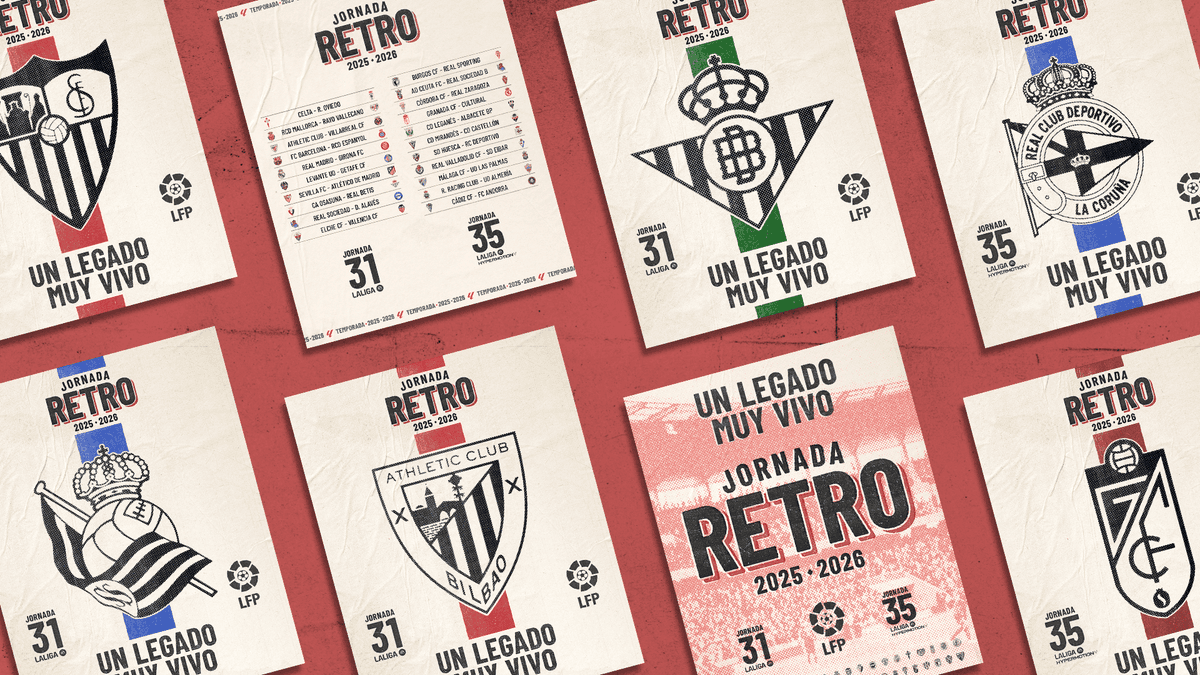 C'est officiel. LaLiga lance sa première Jornada Retro. 🇪🇸

Du 10 au 13 avril, 38 clubs évolueront avec des maillots inspirés de modèles iconiques de leur histoire.

Une initiative qui confirme le lien toujours plus fort entre héritage footballistique et culture visuelle.