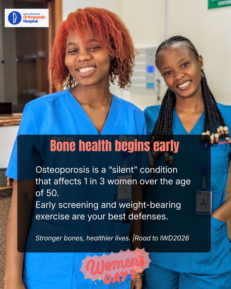 KHospital22123's tweet photo. 💙 Women’s bone health matters at every age!

Small daily habits—like walking, lifting light weights, and proper nutrition—can make a huge difference later in life.

Take a step today for a stronger tomorrow. 🦴✨

#WomensDay #IWD2026 #StrongWomen #BoneHealth #Orthopaedics https://t.co/nLbkC30OLq