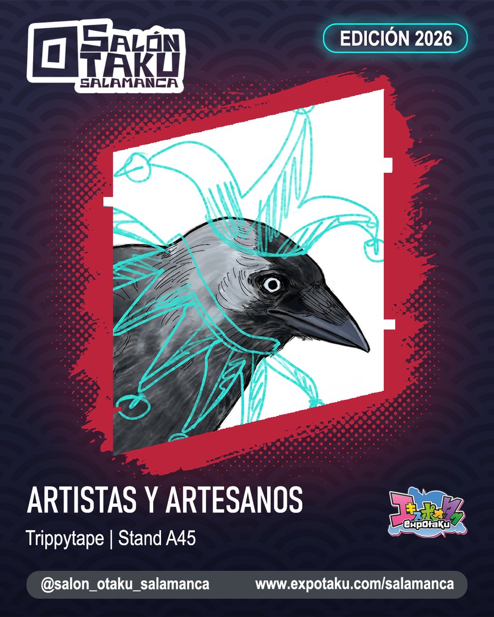 El Salón Otaku de Salamanca 2026 presenta a TrippyTape. Entra en sus redes en <a href="/TrippyTape/">Tape 🐤 -JW Madrid AH68!</a>  y pásate por su Stand, el A45 de la Zona de Ilustradores y Artesanos.

Programa de Actividades: expotaku.com/salamanca/prog…

Plano del Evento: expotaku.com/salamanca/expo…

Compra tus entradas en: