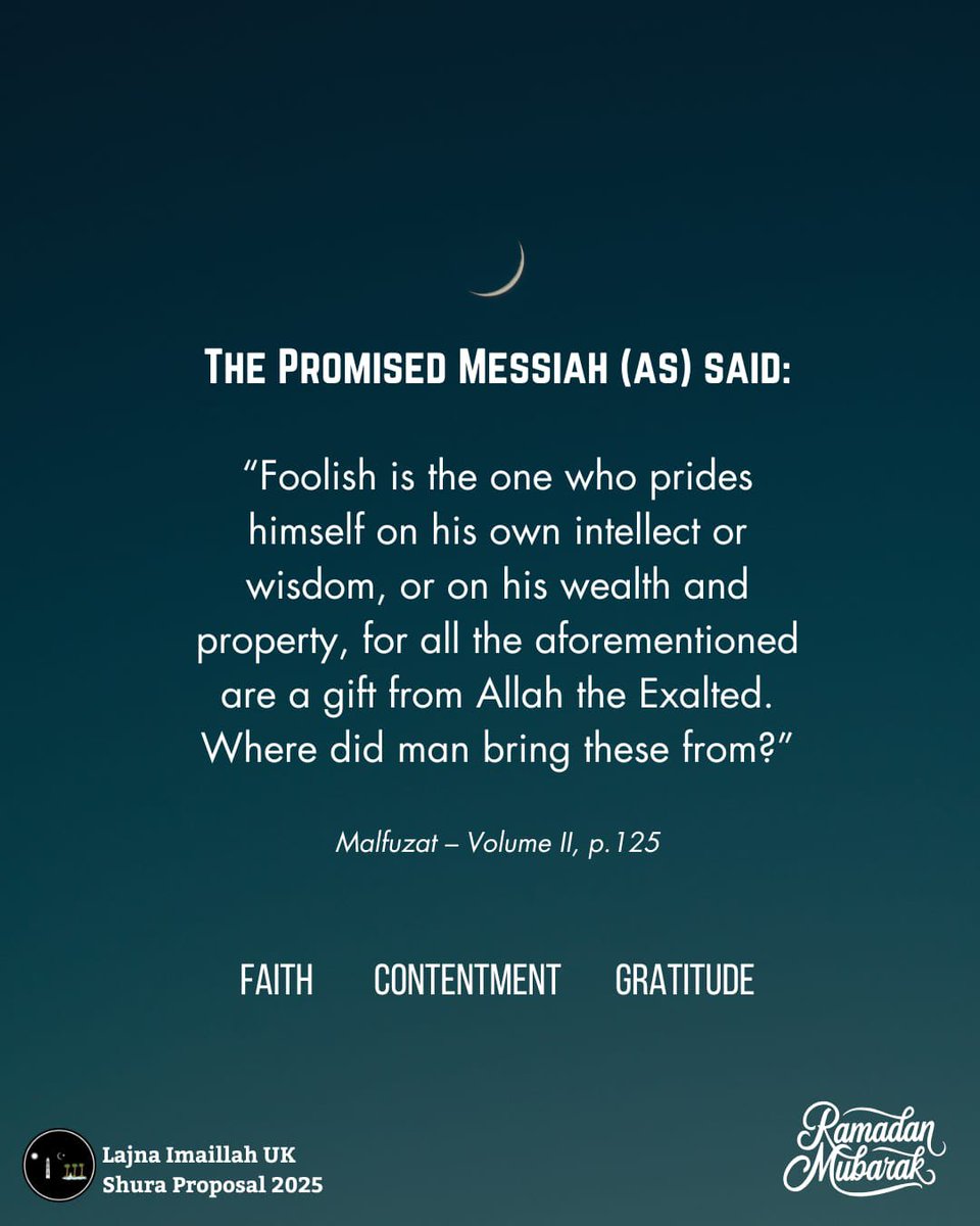 waqfenauusa's tweet photo. 'Guide us in the right path -the path of those on whom Thou hast bestowed Thy blessings, those who have not incurred displeasure, and those who have not gone astray.' (Holy Qur'an 1:6-7)
#RamadanReflection
#Contentment #Gratitude via @LajnaUK https://t.co/X3DgPKD8kT