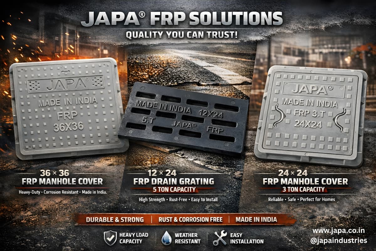 JAPAindustries's tweet photo. JAPA FRP and DMC Manhole, Perforated, Gully, and Grating Covers – High-strength, corrosion-resistant composite covers ideal for drainage, utility, and industrial applications, designed for durability, safety, and long-term performance.
More information:- https://t.co/kGPIalueOw https://t.co/4KZwf0UTYU