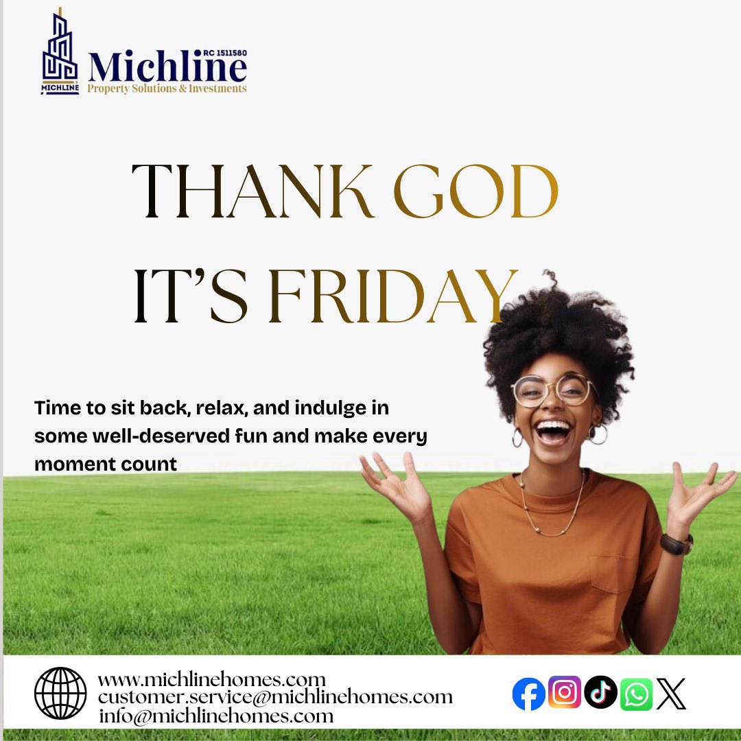 MichlineProsol1's tweet photo. TGIF! ✨
The weekend is finally here — time to relax and enjoy the rewards of your hard work.
While you unwind, remember that the best investment you can make is in land and property. Let Michline help you secure your future. 🏡
#ThankGodItsFriday #LandInvestment #MichlinePropert https://t.co/8u8pGjBRCC