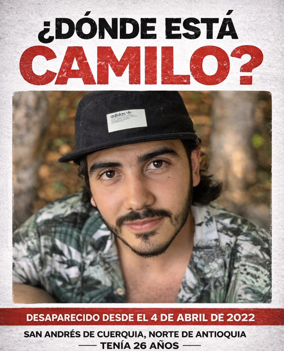 #DondeEstaCamilo #AndresCamiloNoAparece Dios 1.428 días desaparecido! Hoy levanto mi voz para exigirle a la Fiscalía y al Gobierno Nacional respuestas reales y acciones para encontrarlo. Porque mi hijo no es una cifra. Es un ser humano, es mi hijo, y lo sigo esperando.