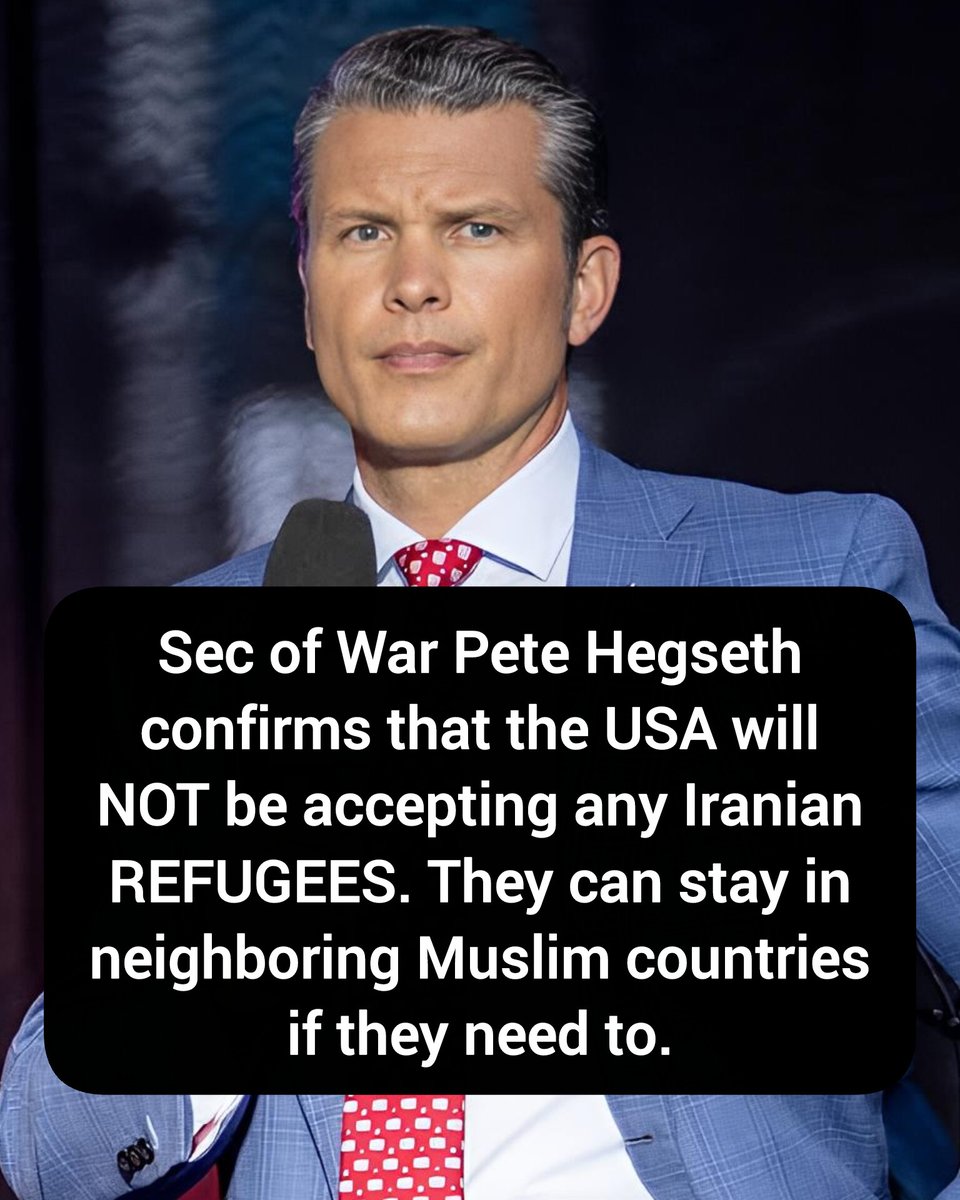 Sec of War Pete Hegseth confirms that the USA will not be accepting any Iranian refugees.

They can stay in neighboring Muslim countries if they need to.

Is this a good decision?