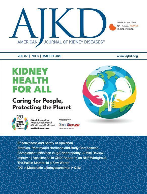 AJKDonline's tweet photo. The March 2026 issue of AJKD is available now! The cover celebrates #WorldKidneyDay on March 12.

Check out the plain-language summaries on what inspired each study, the basic approach taken, what was learned, and why it matters: 

https://t.co/xVpiNstIPK

@worldkidneyday https://t.co/o2rrAAL3ME