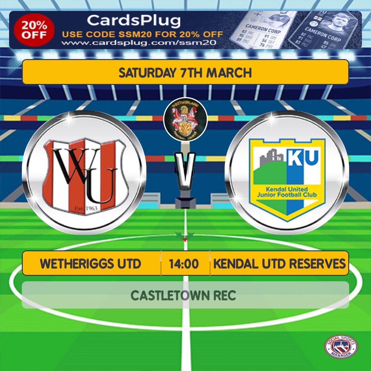 First team are back in action tomorrow at home against Kendal United Reserves, 2PM kick off ⚽️ 

🔴⚪️🔴⚪️
#UpTheRiggs