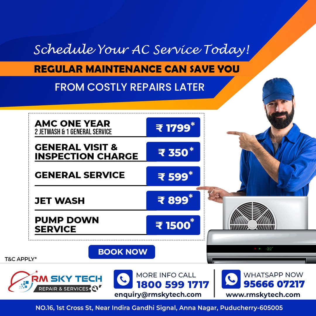 Professional AC Service in Puducherry | Affordable Maintenance by RM Sky Tech
#RMSkyTech #ACService #Puducherry #AirConditionerRepair #MaintenanceMatters #AnnaNagar #PondyBusiness #SummerReady #AffordableService #ACAMC #HomeMaintenance #PuducherryCity