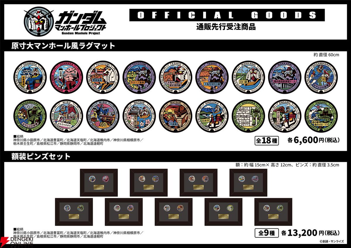 ガンダムマンホールプロジェクト”の公式グッズが発売決定。3/20からは