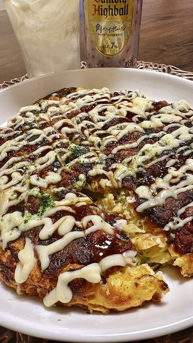 春キャベツをもらったからお好み焼き作った🤗