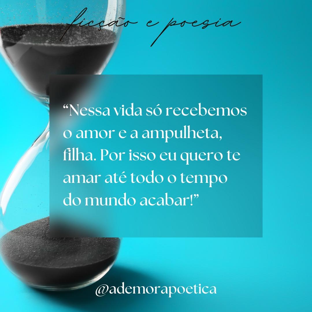ademorapoetica's tweet image. Conheça o conto inédito "Participatio - o amor e a ampulheta", que está na minha Newsletter. Acompanhe várias gerações de uma família e se surpreenda com a grandeza de um amor que sobrevive ao tempo. #ficção #conto #autoral #amor #tempo #arte

open.substack.com/pub/ademorapoe…