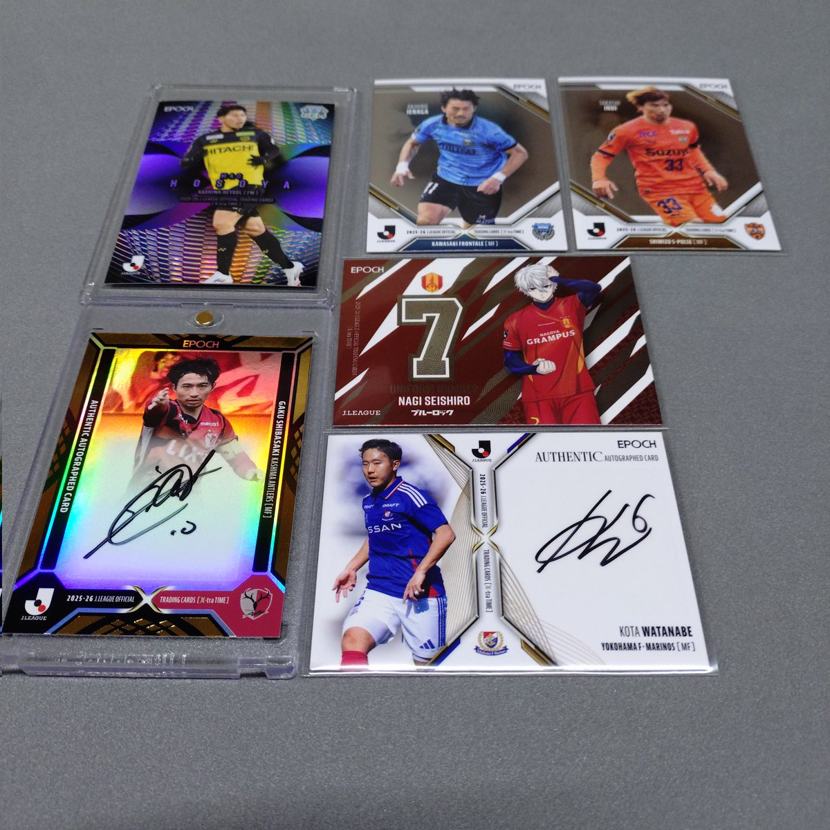 エクストラタイム追加分の3box 柴崎岳 直筆サイン 1/5 渡辺皓太 直筆