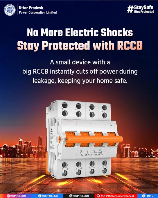 puvvnlsdnagar's tweet image. Electric safety starts with the right protection. An RCCB acts instantly during current leakage, preventing electric shocks and reducing risk at home. #ElectricalSafety #HomeSafety
@aksharmaBharat
@EMofficeUP
@ChairmanUppcl
@CMOfficeUP
@ChiefSecyUP
@UPPCLLKO
@DTPuvvnl
@PuVVNLHQ