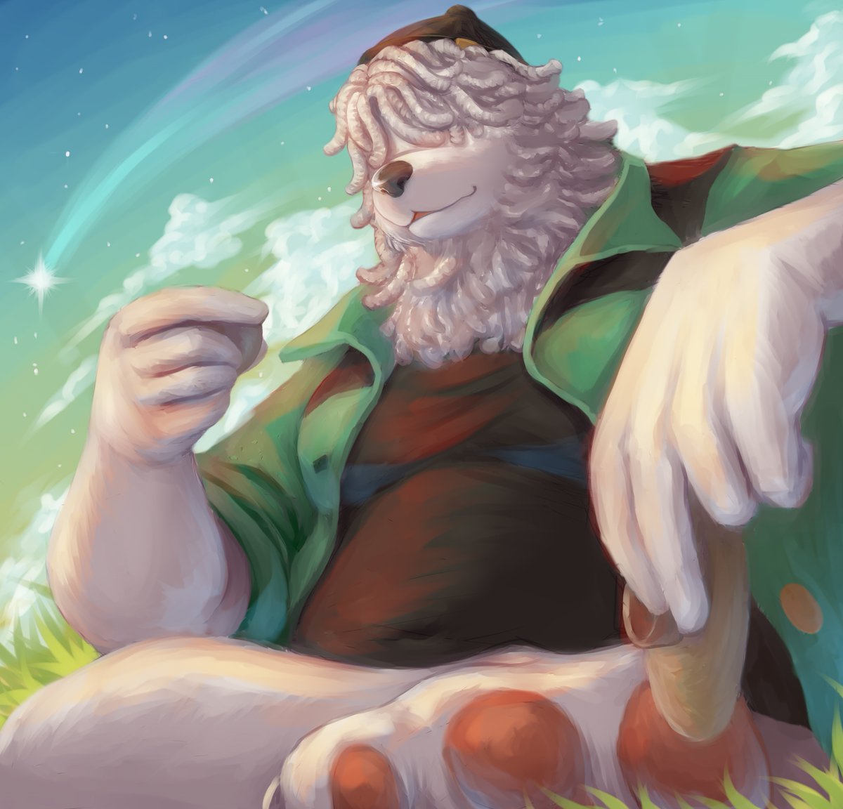 新茗
（试了试不清草稿的画法，似乎只要能忍受住前面乱的不行的感觉，最终效果也还行？至少画的快了不少）
（干完了活打完了游戏，又不知不觉摸鱼好久……该整点图了）