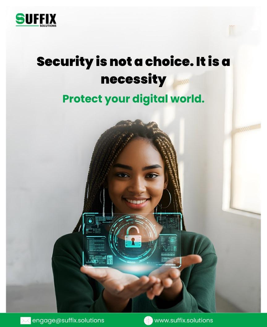 Behind every successful business is strong digital security.

Every transaction, record, and system relies on protection working quietly in the background.

Secure your digital world.

📩 engage@suffix.solutions

#Cybersecurity #DataProtection #ITSecurity #BusinessSecurity