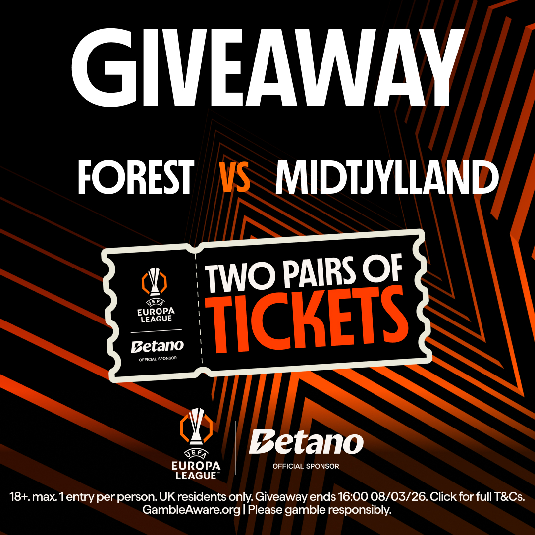 Betano_UK's tweet photo. Win a pair of hospitality tickets to Nottingham Forest v Midtjylland 🎟️

We're proud sponsors of the @EuropaLeague. 🏆🟠

And we're giving away two pairs of hospitality tickets to the City Ground. 🌳

To Enter:
✅ Follow @Betano_UK
♻️ RT this post

#NFFC