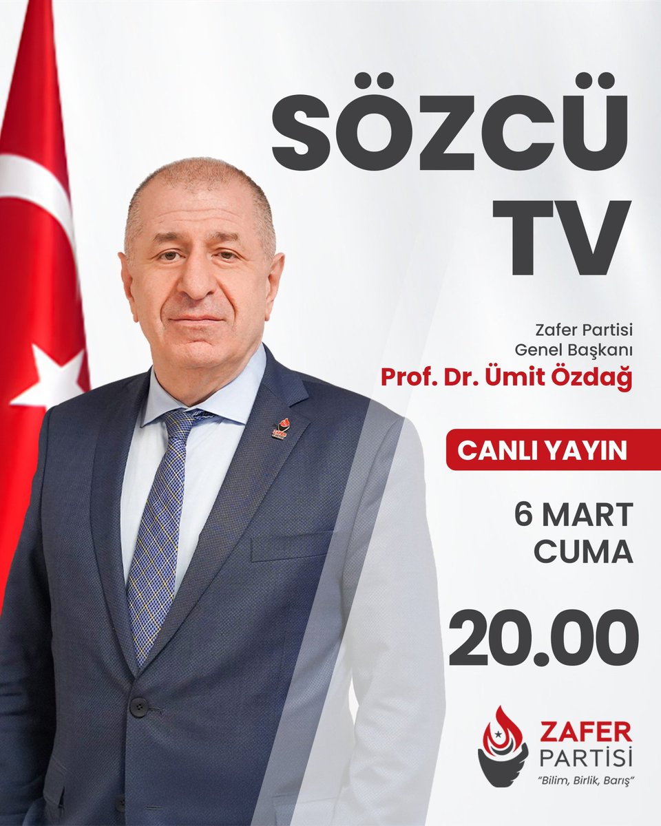 Bu akşam (06 Mart Cuma) saat 20.00'de Sözcü TV'de yayınlanan Sözcü Masası programında gündemi değerlendireceğim

🗓️ 06 Mart Cuma
⏰ 20.00
📺 Sözcü TV