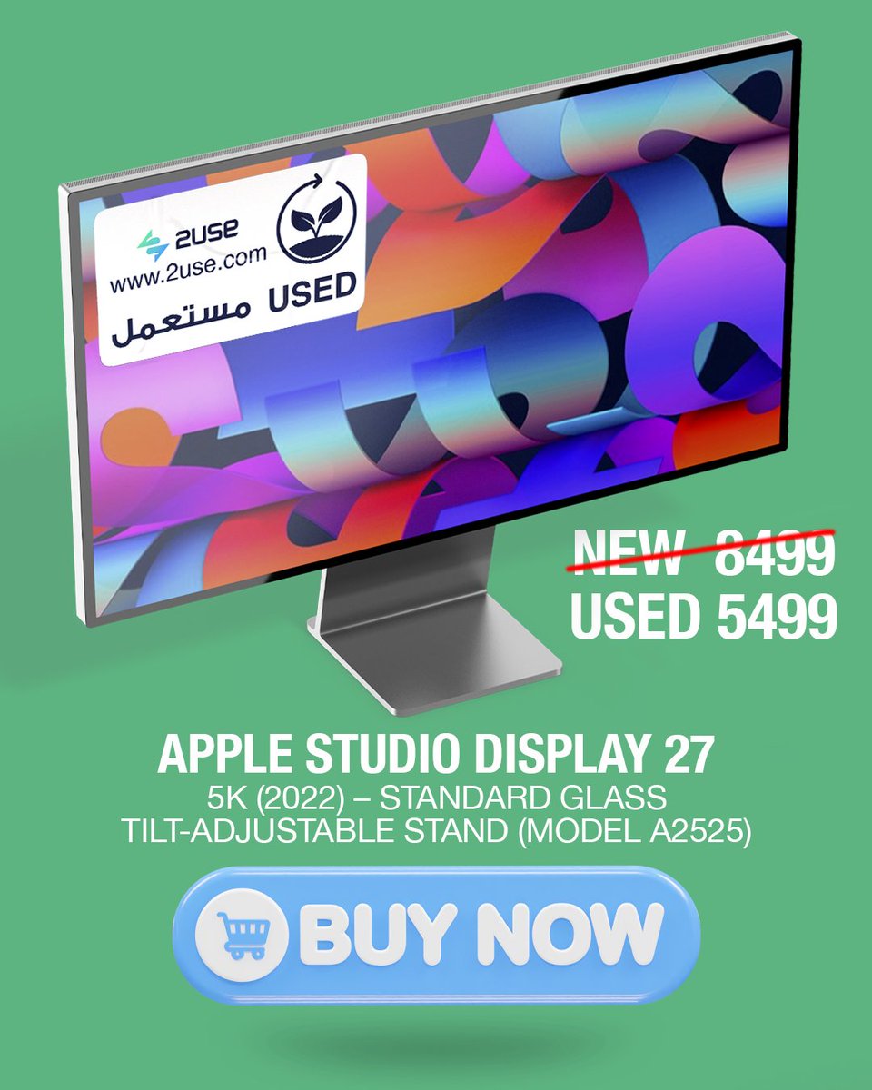 2USE_UAE's tweet photo. Upgrade your setup with the Apple Studio Display 27-inch (2022) stunning 5K Retina clarity and premium Apple design.

💰 New: 8499 AED

🔥 Used: 5499 AED

🛒 Buy now:

https://t.co/4J2TL3i0i7

#Apple #StudioDisplay #5KDisplay #UsedTech #2USE https://t.co/YhAPrI1xro