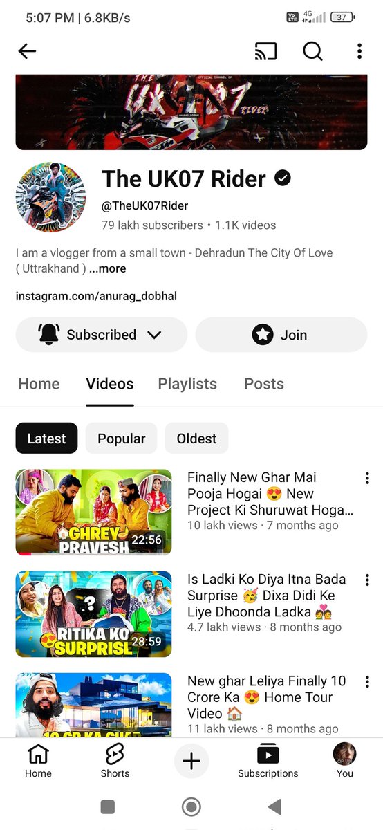 The uk 07 rider latest blog remove your channel  😔 
So sad 😢 
#anuragdobhal #BroSena