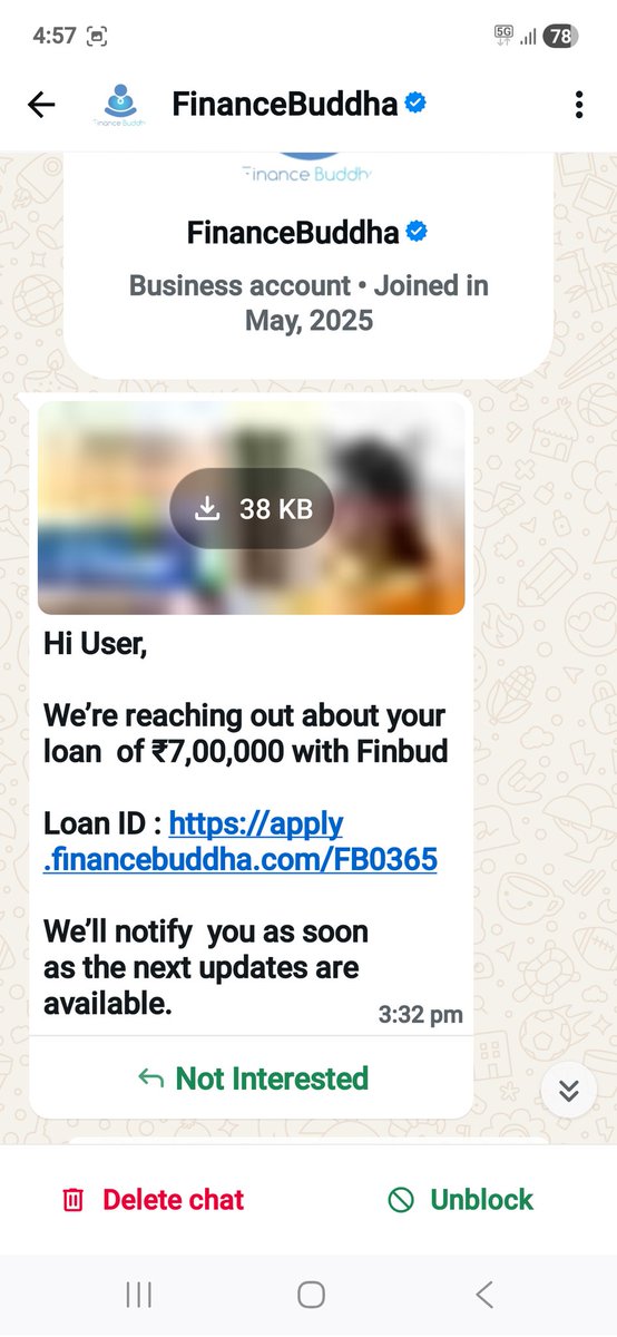 <a href="/DoT_India/">DoT India</a> <a href="/WhatsApp/">WhatsApp</a> 
<a href="/EOWDelhi/">Economic Offences Wing, Delhi</a> 
Such unsolicitated loan messages over whatapp are quite dangerous and could be Frauds or from unregistered entities