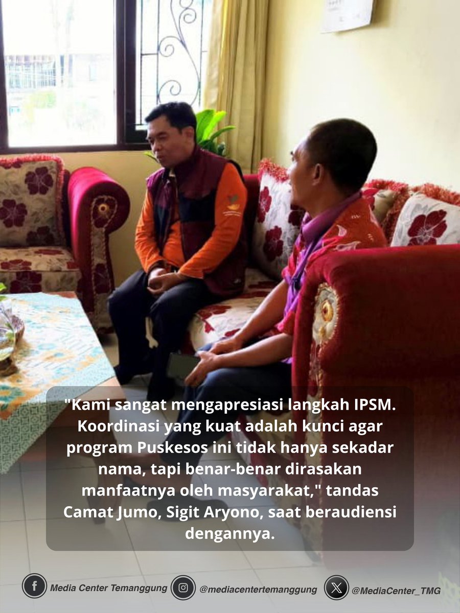 IPSM Temanggung Perkuat Layanan Sosial Lewat Puskesos di Empat Kecamatan

Selengkapnya Cek Link Bio👇🏻👇🏻👇🏻
mc.temanggungkab.go.id/frontend