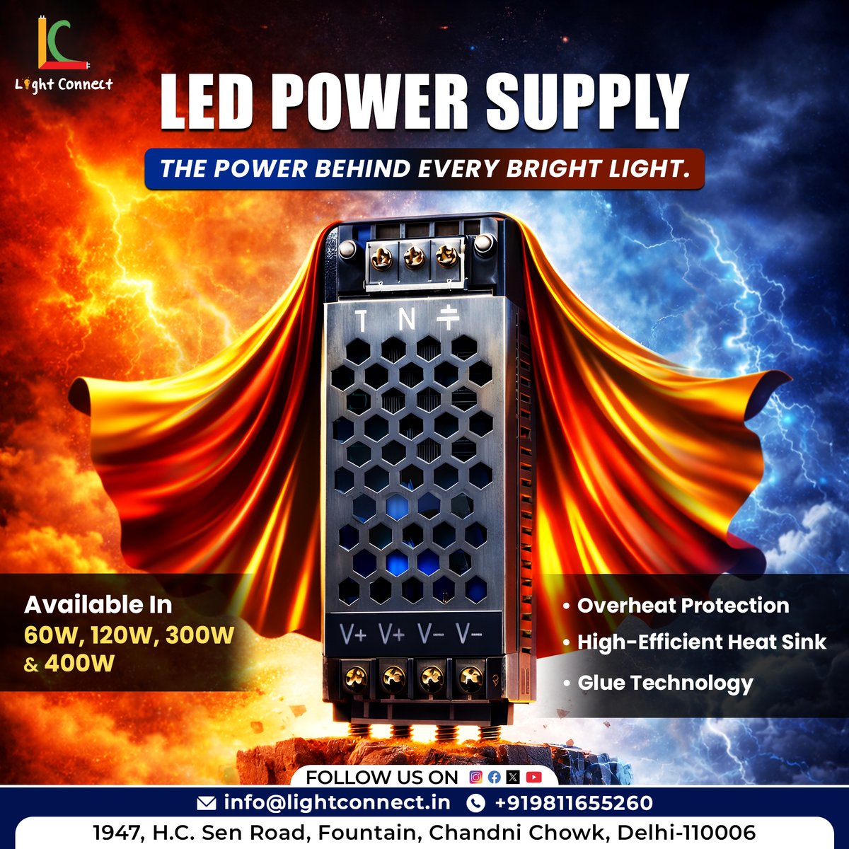 LightConne95231's tweet image. The power behind every bright light ⚡

Reliable LED Power Supply by Light Connect with overheat protection and efficient heat sink.

Available in 60W, 120W, 300W &amp;amp; 400W. 💡

#LightConnect #LEDPowerSupply #LEDLighting #LightingSolutions #PowerBehindLight