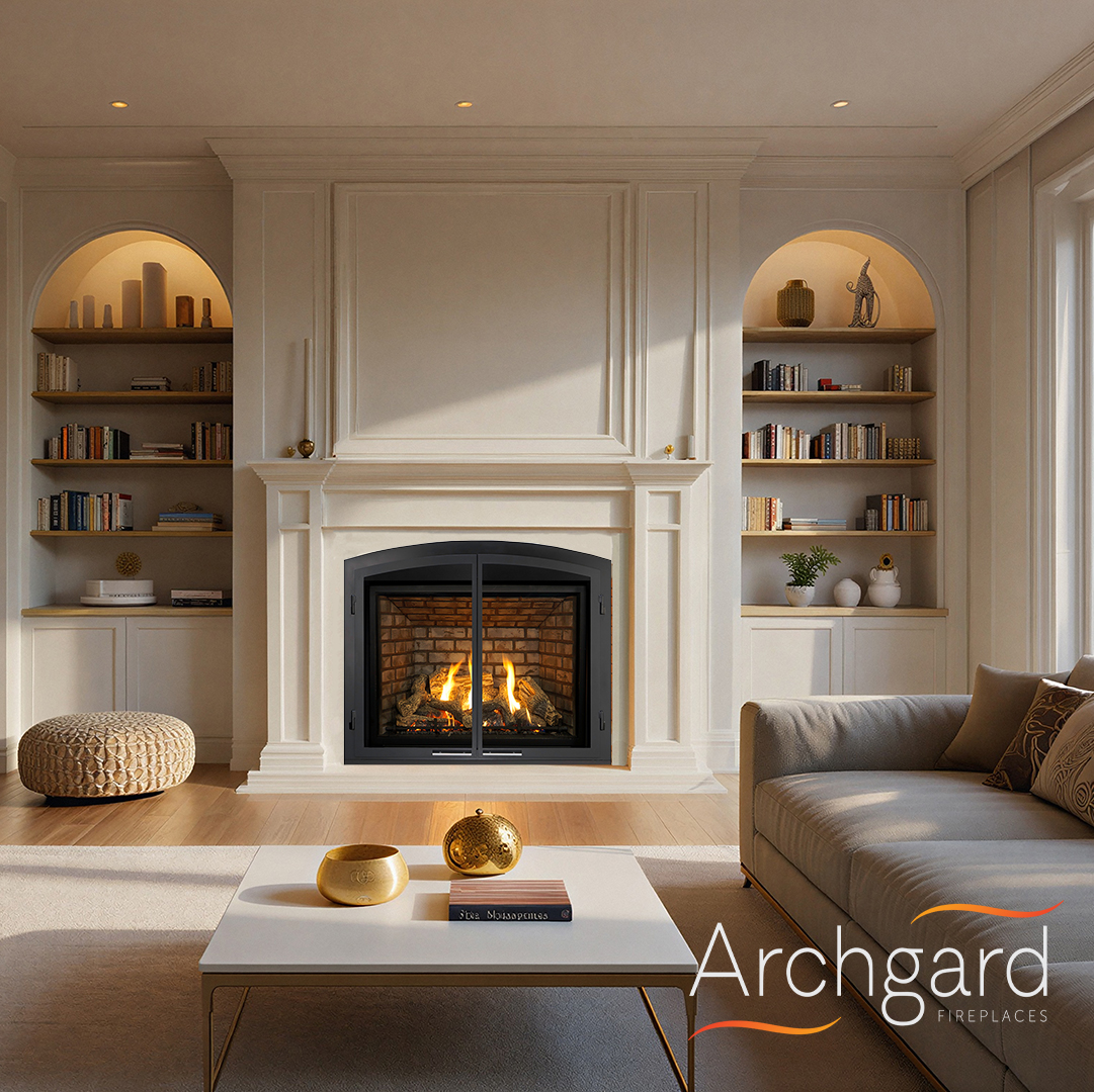 Archgard1's tweet photo. Daylight Savings Time begins tomorrow - thankfully an Archgard fire looks great in any lighting!

Fireplace: Sereno 41 w/ Quebec City Grey panels, Grand Timber logs, &amp; Hemlock Valley front.

See more: https://t.co/4NuUuT4ySH

#PassionForTheFire #DaylightSavings #gasfireplace https://t.co/c7Btyq4Qku