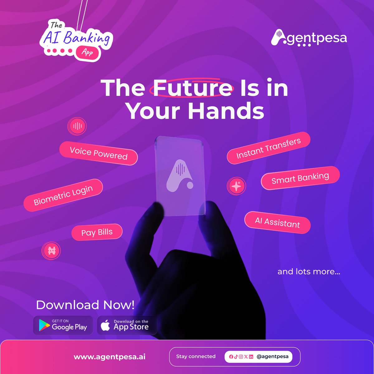 agentpesa's tweet photo. Voice banking. Biometric login.
AI assistant. Instant transfers.
The future didn't wait, and neither should you. ๐ฎโ
Agentpesa is already here.
Download link in bio.
#Agentpesa #aibankingapp #AIBanking #fintechnigeria https://t.co/WzgVD2uwvI
