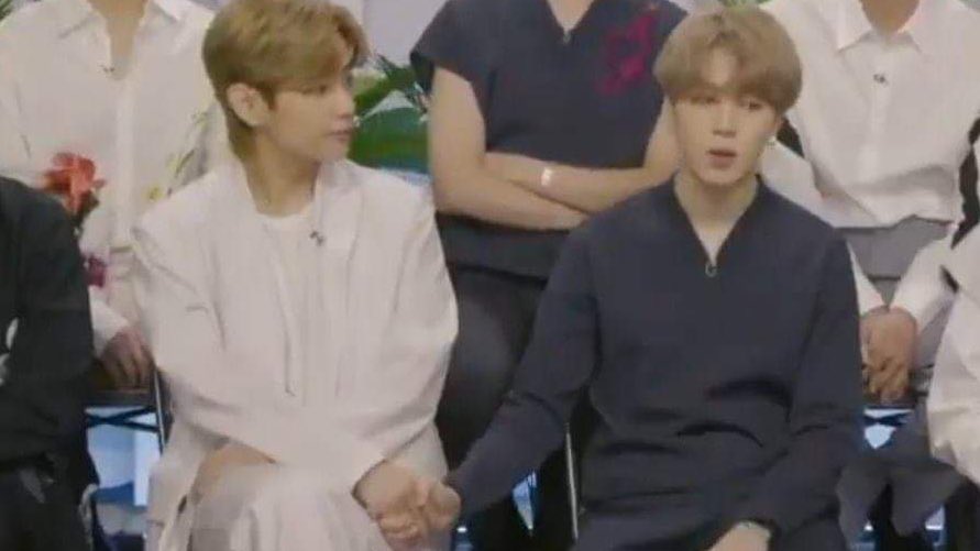 taesl0ver's tweet photo. is it even a bts interview without vmin holding hands… we’re so back https://t.co/4QzHAVye1S