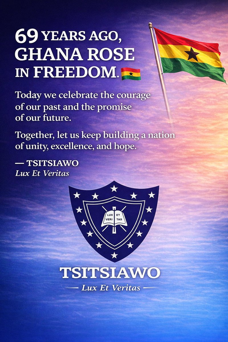 Today, we salute The Flag.
The flag of our beautiful land, Ghana.
Happy 69th Independence Day to us!  May we continue to rise and shine in #Light and #Truth.
#TSITSIAWO
#LuxEtVeritas
#Ghanaat69
#6thmarch 
#TheFlag