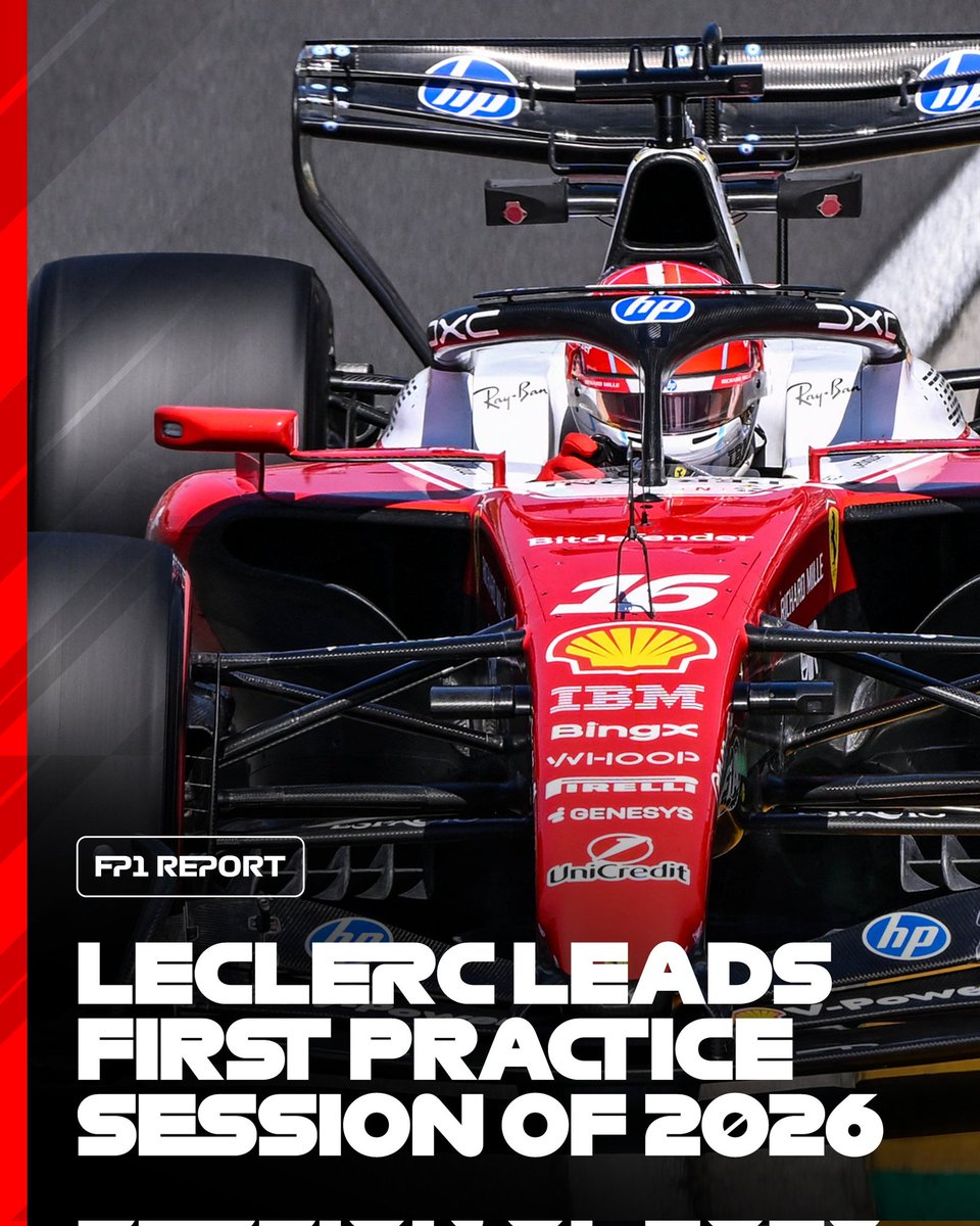 𝖴𝖯𝖣𝖠𝖳𝖤 — 𝗪𝗲𝗯𝗦𝗶𝘁𝗲: Charles Leclerc led the way in FP1 in Melbourne, from Lewis Hamilton and Max Verstappen 👏

FP1 REPORT 👉 f1.com/AUS26_FP1_Repo…

#WeAreTheF1RP — #AUSGPRP.
