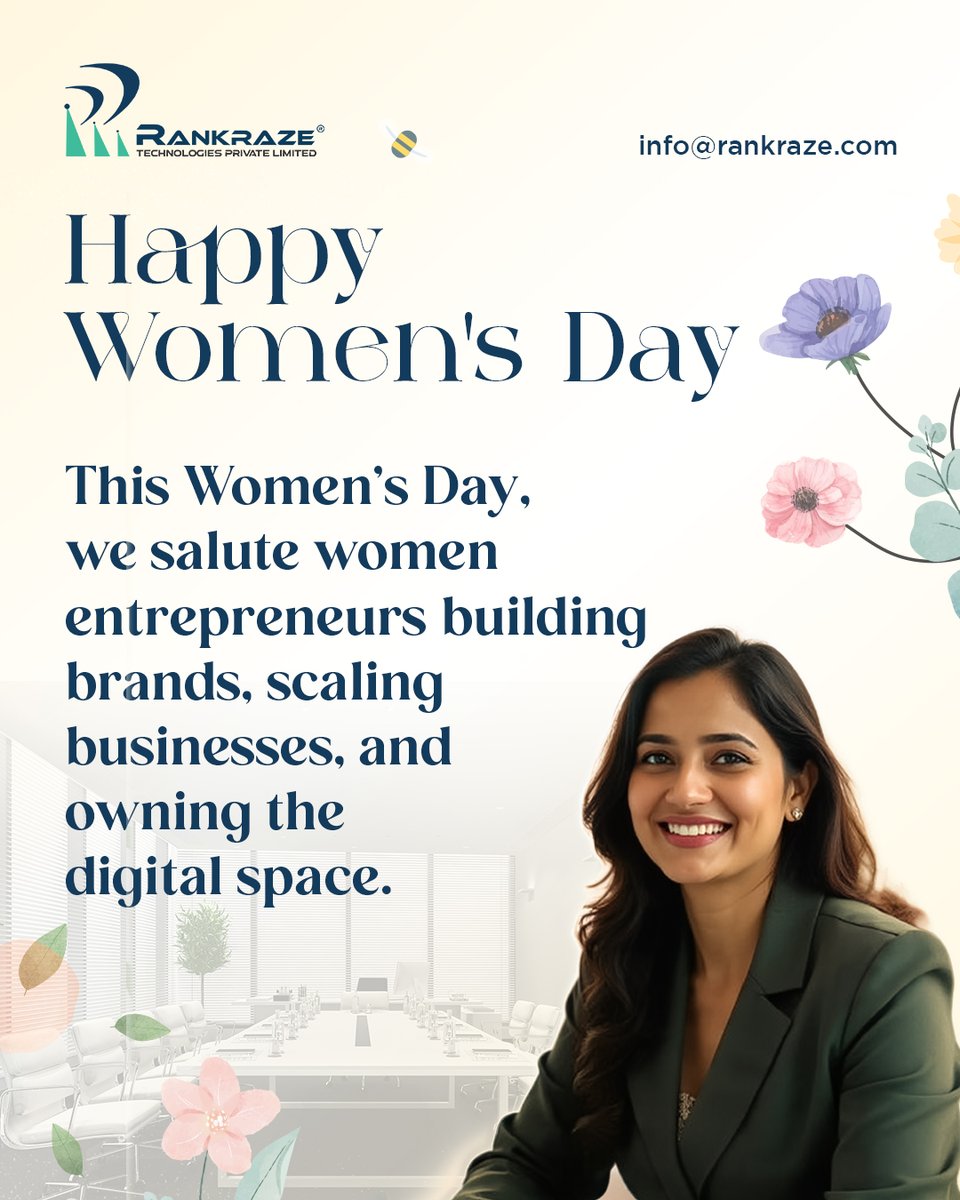 RankRaze's tweet photo. 🌸 Happy Women’s Day!

Today we celebrate the incredible women entrepreneurs who are building brands, scaling businesses, and shaping the digital future. 

📩 info@rankraze.com

#WomensDay #HappyWomensDay #WomenEntrepreneurs #WomenInBusiness #Rankraze #DigitalGrowth #Women https://t.co/7LEsKI1VTF