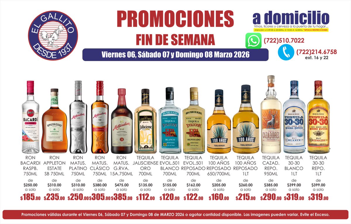 vinoselgallito's tweet photo. Finde!
#martell #torres10 #kahlua #frangelico #bacardi #appletonestate #matusalem #sauza #cazadores  #corralejo #cuervotradicional #herraduraultra #donjulio  #riunite #riccadonna #skyy #absolut #blackandwhite #jackdaniels #bulleit #oldparr #buchanans #johnniewalker #amigallitos https://t.co/bvsrox3e4S