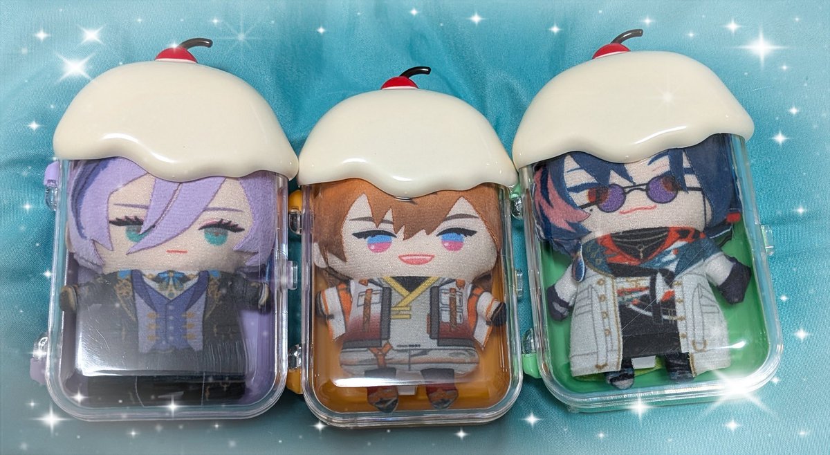 ダイソーのクリームソーダケースが可愛くてマジでピッタシ！！3SKMのパペたち入れた！！結構ぎゅうぎゅうかも。うちの子たちは💦