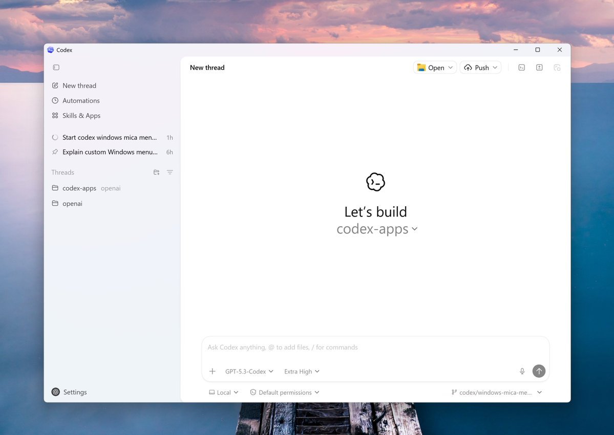 AnantaGupta's tweet photo. Codex App now available on Windows https://t.co/2ffHUbOc5v