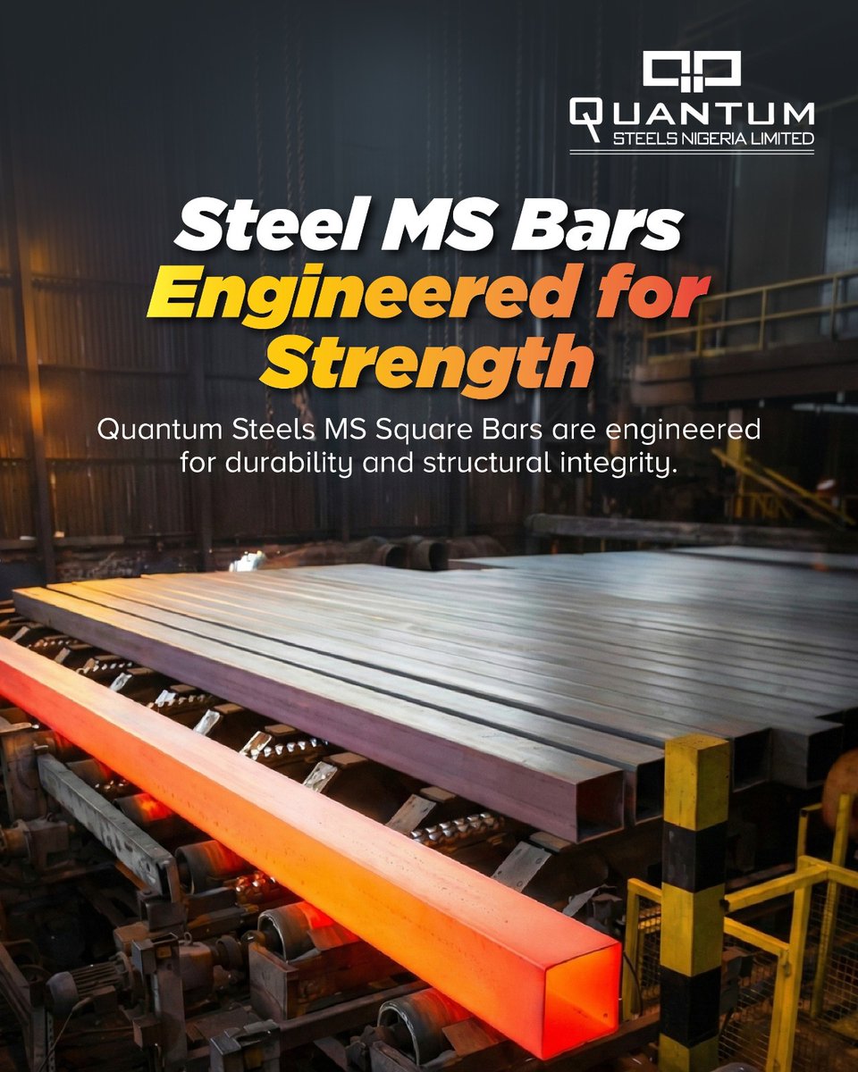 QuantumGroupNig's tweet image. Built with high ductility and weldability quality, our MS Square Bars are ready for work whether you are fabricating or doing any engineering work.

Enquiries: sales1@rinlnig.com | +234 8150895614

#MSPipes #SteelPipes #ConstructionLife #ConstructionEquipment #QuantumSteels