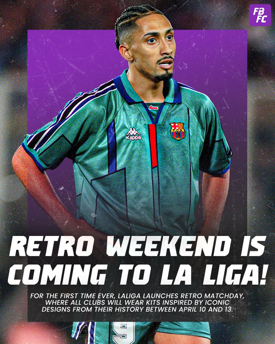 FUTBIN's tweet photo. 😍 Retro Shirt Weekend is coming to La Liga!

Fixtures between the 10th and 13th of April will see all clubs across La Liga and La Liga 2 wear kits inspired by retro designs! 😮‍💨 https://t.co/A4odCKMqoZ