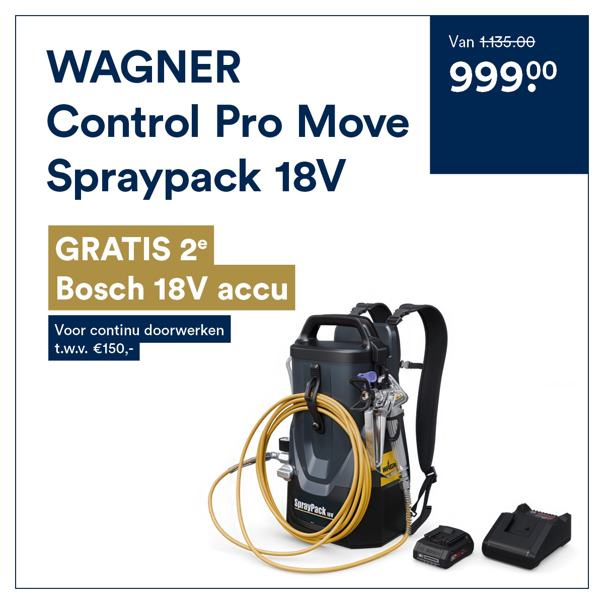 Altijd doorwerken zonder pauze 💪🎨 WAGNER Control Pro Move 18V + extra accu voor €999!   Actie geldig t/m 31 maart 2026.   #WAGNER #spraypack #efficiëntwerken