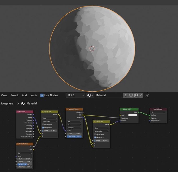 3DxDEV7's tweet photo. Stop struggling with complex painterly shaders. 🎨

Turns out, you don't need a 50-node setup to get a high-end NPR look in Blender. The secret? Using the Position output of a simple Voronoi texture to drive your Custom Normals.

Tip by MagnumVD https://t.co/MiillKz5Go